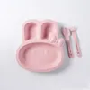 赤ちゃんのための新しいかわいいウサギプレートベイビーフィード皿小麦のストローキッズプレート3pcs/set