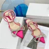 Kadın Yüksek Topuklu Sandalet Moda Rhinestone Yay Sivri Stiletto Yaz Kesme Ayakkabı Düğün Parti Elbise Ayakkabı35-40