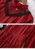 2021 primavera manica lunga girocollo stampa rossa con pannelli abito a metà polpaccio eleganti abiti casual MD258A628