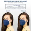 US Local Warehouse KN95 Mask Factory 95% Filter Färgrik Engångsaktiverad Kol Andning Respirator 5 Layer Designer Vuxen Ansiktsmaskar Individuellt paket ee