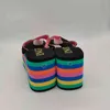 Tofflor Kvinnor Rainbow Stripes Slides High Quality Eva Sole Platform Wedge Tjock Bottom Flip Flops Skor Heels Sandals220308