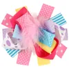 Baby Girls Boutique Feather Bows Pins Solid Grosgrain Ribbon Bowknot With Clip Children Kids layered Bow Hair Accessories for toddler KFJ116