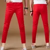 Jeans skinny uomo primavera autunno moda strada pantaloni sottili a matita pantaloni elasticizzati pantaloni coreani casual rossi per adolescenti 201111