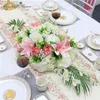 90 cm kunstmatige bloem conferentietafel bloem rij rose lelie hydrangea hortensia blad bruiloft decor tafel centerpieces bloem runner Q1126