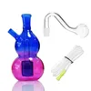 3.5 inch Height Colorful gourd Shaped Glass Smoking Water bongs Curved Oil Rig Pipe 14mm Tobacco Bowl with Thick Clear Glass Burner Bubbler pipes Red Blue Color