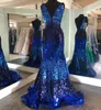 Ombre Prom Dress 2021 Mermaid Deep V Neck Pageant Gown Sweep Train Open Back Formal Party Event Gowns Multi Contrast Color