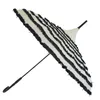 Elegant Fashionable 16-Bone-Striped Lace Sunshade Pagoda Umbrella for Weddings Bridesmaid Parasol Semi-Automatic Dual-Purpose