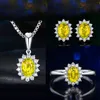 New Arrival Saprkling Luxury Jewelry Set 925 Sterling Silver Oval Cut Blue Sapphire CZ Diamond Women Wedding Earring Ring Necklace4893232