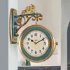 Nordic Simple Wall Clock Creative Classic Gift Vardagsrum Flip Dubbelsidig Väggklocka Modern Reloj de Pared Home Decor DF50WC H1230