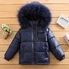 Kids Inverno Duck Baixo Casacos de Pele Com Capuz para Meninos Meninas Childritos De Parkas impermeáveis ​​Pequenos Baby Baby Warm Jackets
