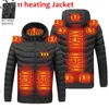 Homens 9 Áreas Jaqueta aquecida Masculino para baixo Parkas USB Inverno Outdoor Electric Aquecimento Jaquetas Quente Bolinhos Térmicos Casaco De Algodão Roupas