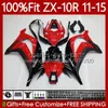 Injektionsform för Kawasaki Body Ninja ZX 10R 1000CC 10 R 2011-2015 101NO.17 ZX-10R ZX1000 C ZX10R 11 12 13 14 15 ZX-1000 2011 2012 2013 2014 2015 OEM Fairing Factory Red Blk