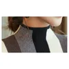 Nouveau pull à col roulé d'hiver femmes vêtements mode pulls à manches longues femmes pull rayé pull tricoté 1327 45 201221