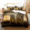 Set di biancheria da letto 3D traspirante e delicato sulla pelle Orso polare Orso bruno Copripiumino con motivo orsi neri con federa Set copripiumino universale Home Hotel