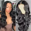 Perruque Lace Front Wig noire naturelle Big Wave, cheveux naturels, Body Wave, pré-tiré avec cheveux de bébé, 150% Denisty HD, naissance des cheveux naturelle, sans couture