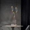 Modern LED Crystal pendant lamps creative Restaurant Bar Copper Chandelier long-line bedroom bedside hanging lamp