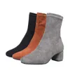 Новые растягивающие носки ботинки женская обувь для ботинок на лодыжках весна зимняя элегантная квадратная обувь женская плюс 3343 Y200114