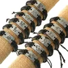 Bracelets de charme 12pcs / lot mode 12 constellations signes du zodiaque bracelet avec corde laçage réglable en cuir noir pour hommes femmes1