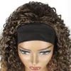 Woodfestival African American Hoofdband Pruik Synthetische Short Afro Kinky Krullend Pruiken voor Zwarte Vrouwen Medium Lengte Fiber Hair Head Band