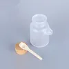 Frosted Portable Plastic Cosmetic Empty Jars Containers with Cork Cap and Spoon Bath Salt Mask Powder Cream Packing Bottles Makeup Storage