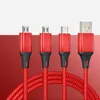 Kable telefoniczne 2,4a Szybka 3 w 1 nylonowe pleciony kabel ładujący mikro USB Type-C dla Samsung Android ładowarki