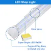 LED 튜브 라이트 샵 조명 8ft 100W 10000LM 6500K 차고 창고를위한 냉각 흰색 V 자 모양의 커버 하이트 출력