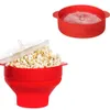 Neue Popcorn Mikrowelle Silikon faltbare rote hochwertige Küche einfache Werkzeuge DIY Popcorn Eimer Schüssel Maker mit Deckel 201214