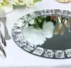 decor Fancy Clear Glass bead Charger Plates with Diamond Hot Sales Crystal acrylic mirror Plate Chargers for weddings Other Wedding Decorations