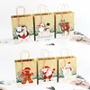 Julpresentväskor Santa Kraft Paper Bag med handtag och taggar Gift godispaket Xmas Decor Party Supplies JK2011KD