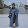 Junelove Autumn Winter Women Casual Woolen Coat Vintage Female Long Windbreaker Jackets Korean Wool Coat Lady Overcoats Outwears 201215