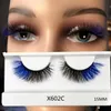 Unique Mix Two Colors 3D Mink Rainbow Colored Eyelashes Volume Fluffy Red Purple Blue Eye Lashes For Cosplay Halloween