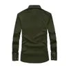 Högkvalitativ bomull Militärskjorta Män Långärmad Armé Green Solid Badge Shirts Casual Air Force One Broderade Tactical Tops C1222