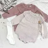 Bébé filles barboteuse automne né tricoté à volants à manches longues nés vêtements infantile combinaisons fille globale 211229