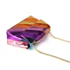 Sacos de compras Juntando Metálico Colorido PU Bolsa para senhoras Costura Bolsa Portátil Bolsa PU PU Rainbow Crossbody Bag 220304