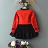 女の子の服セット秋の女の子はスーツを編んだ子供服の甘いセーター +女の女の子の服のための衣装2 pcs服