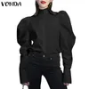 Women's Blouses & Shirts Elegant Office Casual Long Sleeve Tops 2021 VONDA Women Puff Sexy Party Work Blouse Femininas Plus Size1