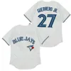 Vintage 1992 1997 Retro Baseball 29 Joe Carter Jersey 21 Roger Clemens 27 Vladimir Guerrero Jr 11 Kevin Pillar 12 Roberto Alomar Blå Vit Grå Cool Base Alla sydda