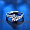 1.0ct 6.5mm Round Cut EF VVS1 Moissanite Ring 14K Gold Diamond Test Passed Fashion Love Token Fashion Girlfriend Gift
