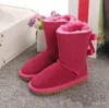 Barn Bailey 2 Bows Boots Äkta Läder Småbarn Snö Solid Botas de Nieve Winter Girls Footwear Toddler Girls Boots 989