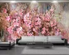 3D-Tapete mit rosa Blumen, Ölgemälde, lebendige 3D-Tapete, romantische Blumen, dekorative 3D-Wandtapete aus Seide
