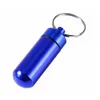 Hoge kwaliteit Draagbare Waterdichte Mini Blauw Aluminium Pil Dozen Flessen Geneeskunde Container Sleutelhanger Tablet Opbergdoos Case Houder CANS's