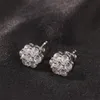 Hiphop 18k guldpläterade smycken örhängen skruvstöd fyrkantiga kubiska zirkoniumblommorörhängen för man kvinnlig gåva