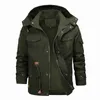 Multi Pocket Cargo Bomber Jackets Men Winter Warm Hoody Jacket Mens Fleece Hip Hop Windbreaker Coats Male Military Tactical Coat 201218