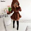 Umeko Femmes Parka d'hiver Manteaux Long Coton Casual Fourrure À Capuchon Vestes Femmes Épais Parkas Chaud Femme Pardessus Jupe Manteau 211220