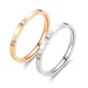 Casal toca anel de aço inoxidável anel de diamante rosa ouro cúbico zircão de mulheres noivado anéis de casamento jóias de moda presente de jóias de moda e sandy novo