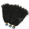 Brasiliansk VMAE 14 till 26 tum anpassad kinky lockigt jungfruligt hår HURBUR -förlängningsband i naturlig färg bra klass 11A