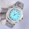Luxe beste kwaliteit horloge heren 40 mm 5711 roestvrij staal witte wijzerplaat mechanisch automatisch mode herenhorloges saffier lichtgevend polshorloge