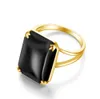 Luxo Anel de Ouro para Mulheres Real 925 Sterling Prata Gemstones Black Onyx Handmade Design Undefined Trendy Fine Jewelery Único B1205