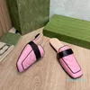 Designer de luxe pantoufles femmes talons plats chaussures décontractées sandales en cuir chaussure décontractée Princeton boucle en métal Wrap Head slipper55