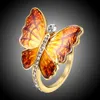 Vente chaude De Mode Imitation Couronne Aile Papillon Chanceux Cristal Arc Anneau Ouvert Pour Les Femmes Amant De Mariage Fiançailles Bijoux